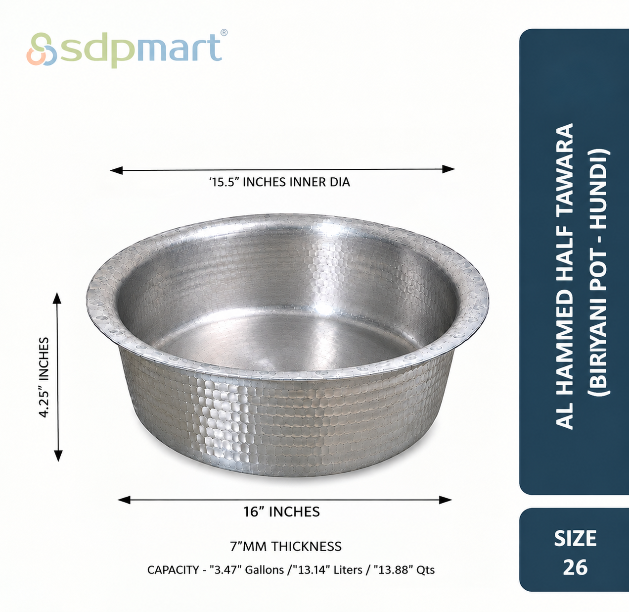 PROKITCHEN SUPPLY Aluminum Hammed Half Tawara - (Biriyani Pot-Hundi) - Image 24
