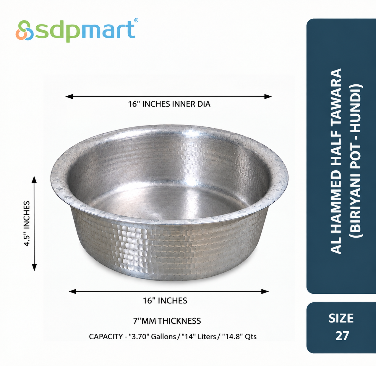 PROKITCHEN SUPPLY Aluminum Hammed Half Tawara - (Biriyani Pot-Hundi) - Image 27