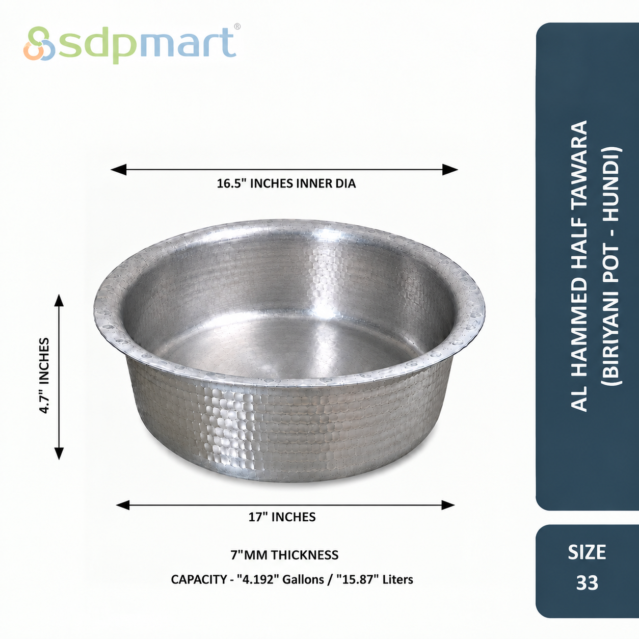 PROKITCHEN SUPPLY Aluminum Hammed Half Tawara - (Biriyani Pot-Hundi) - Image 45