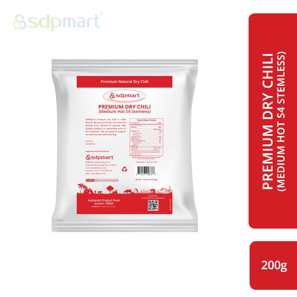 PROKITCHEN SUPPLY Dry Chilli Medium Hot Stemless - 200 Grams - Image 2