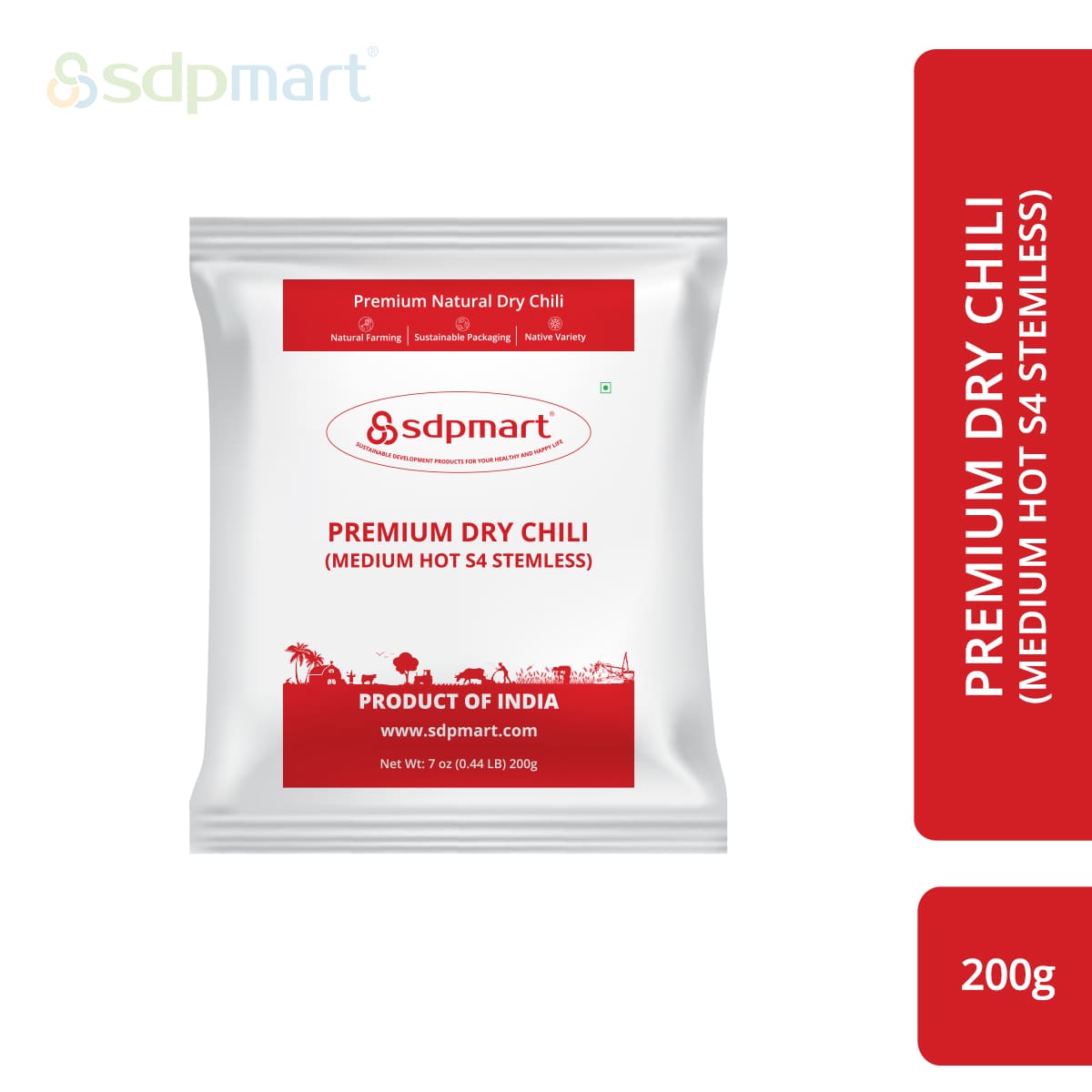 PROKITCHEN SUPPLY Dry Chilli Medium Hot Stemless - 200 Grams