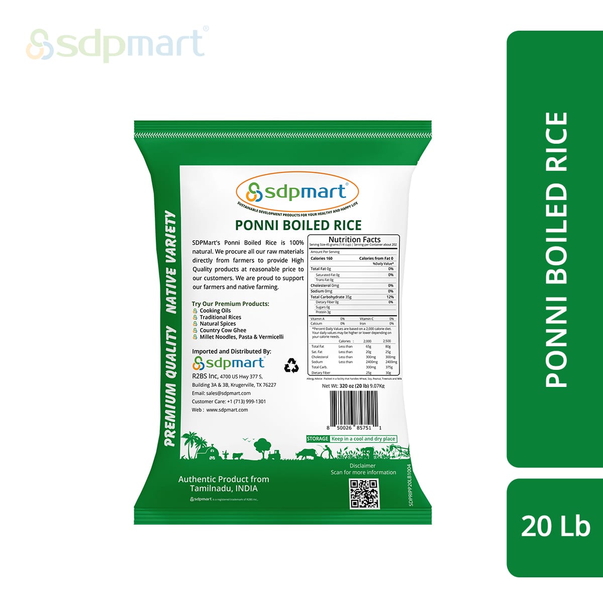 ProKitchen Supply Premium Ponni Boiled Rice 20 LBS (Including packing Materials) - Image 2